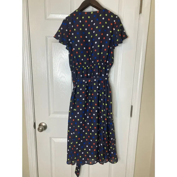 Modcloth fits of bliss short sleeve navy polka dot dress sz M - Picture 8 of 12